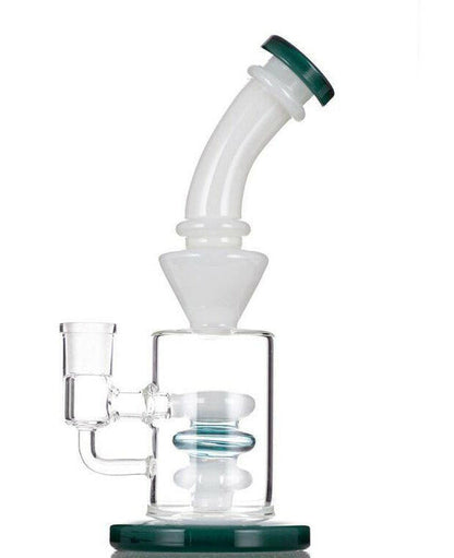 10-inch green and milky white glass water pipe