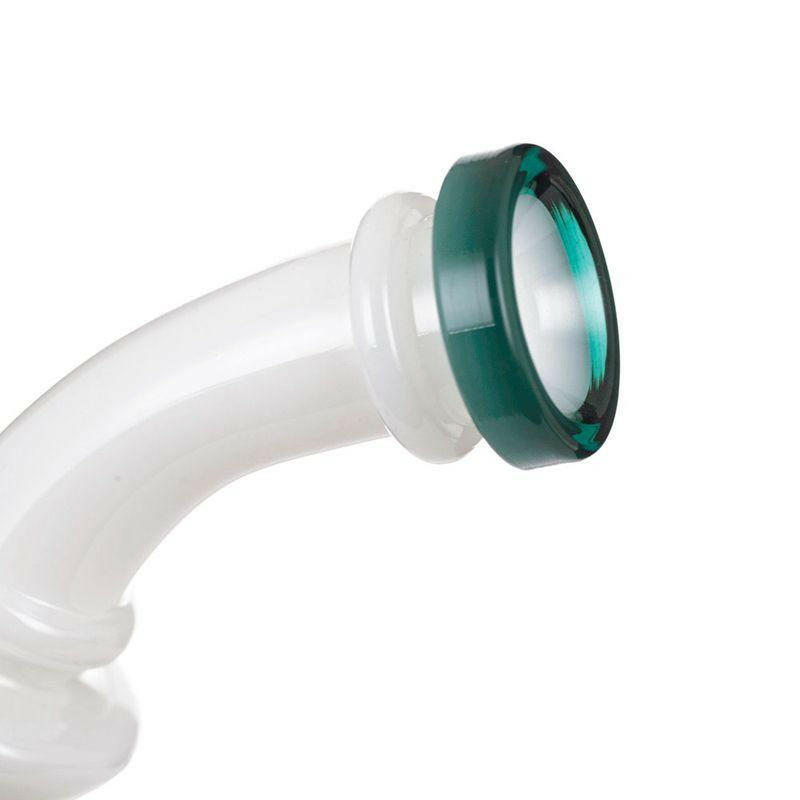 Green and white glass water pipe alternate view
