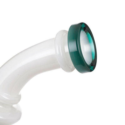 Green and white glass water pipe alternate view