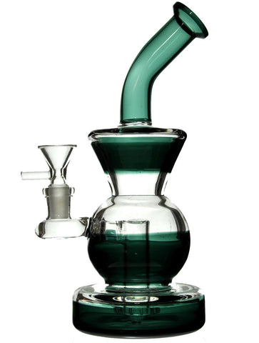 10" Green Round Base Glass Bong