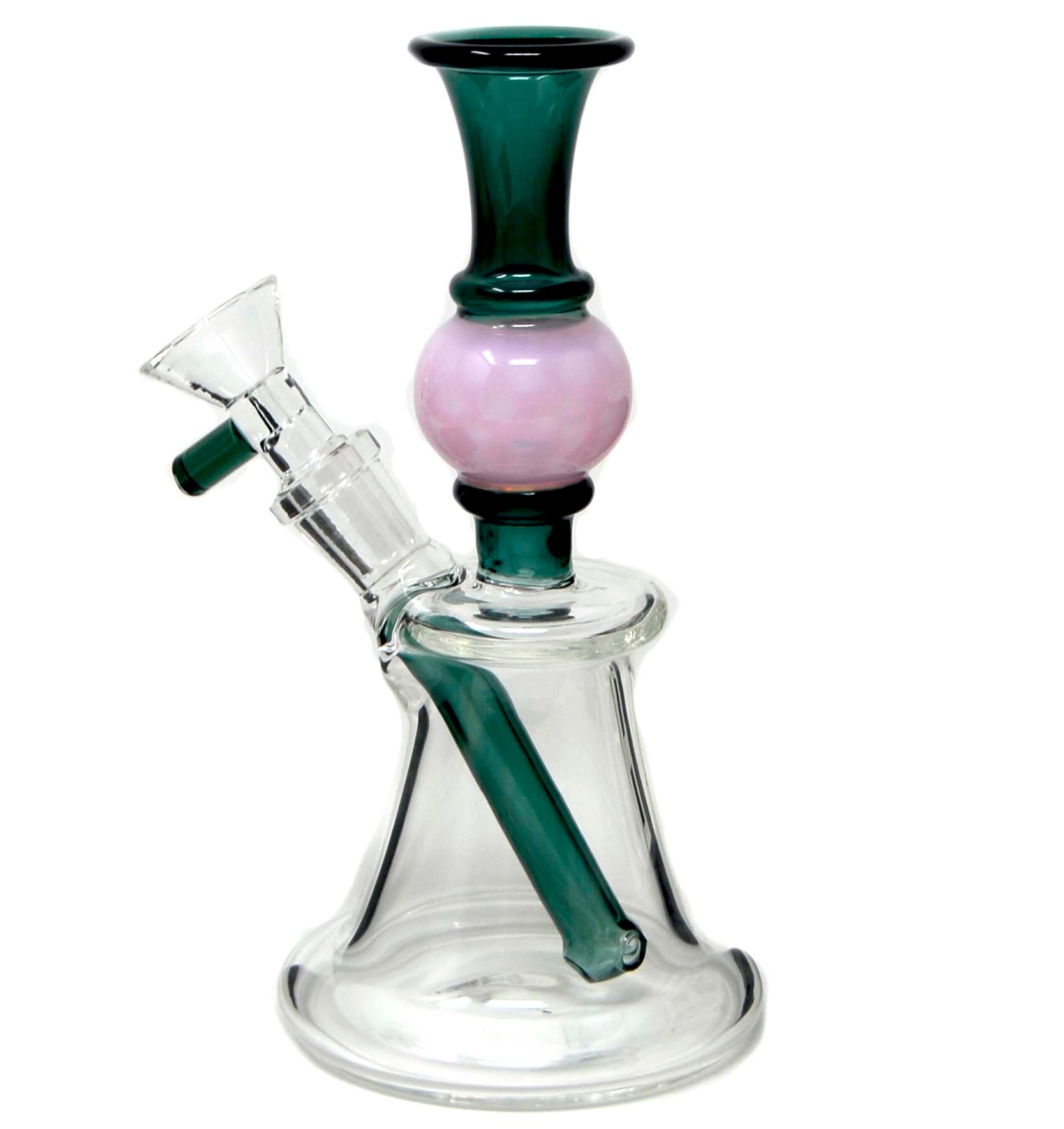 7" Green & Pink Design Glass Water Pipe