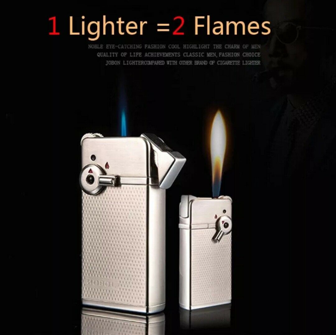 Jobon Butane Refillable Dual Flame Refillable Butane Gas Lighter